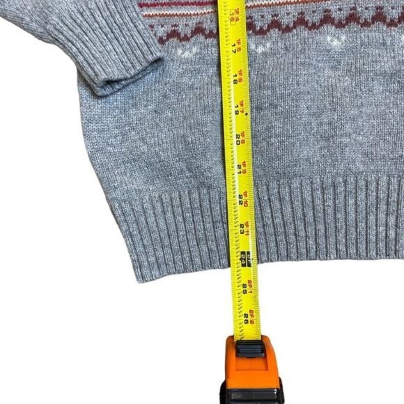 H&M LOGG Sweater Fair Isle Crew Neck Sweater Gray Blue Orange S - Picture 14 of 16